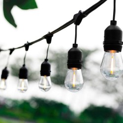 Guirnalda Luz Cálida Enchufe 30 Mts 60 Focos Inastillables S14 E27 1W
