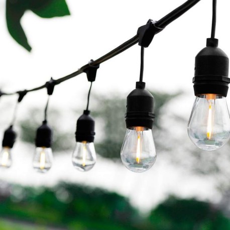 Guirnalda Luz Cálida Enchufe 30 Mts 60 Focos Inastillables S14 E27 1W