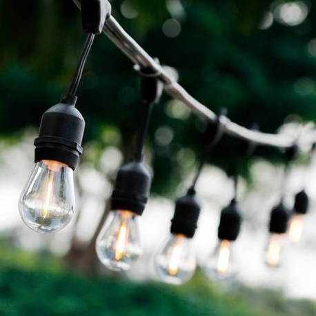 Guirnalda Luz Cálida Enchufe 50 Mts 100 Focos Inastillables S14 E27 1W