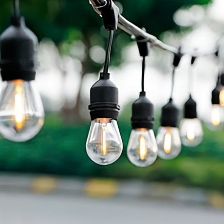 Guirnalda Luz Cálida Enchufe 20 Mts 40 Focos Inastillables S14 E27 1W