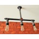 Candelabro Tuberia Lampara Vintage Industrial Llave Roja 3 Focos Edison