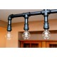 Candelabro Tuberia Lampara Vintage Industrial Pipe 5 Focos Edison Negro