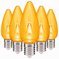 Foco Led Color Amarillo Vela E12 1W Navideño Navidad Decorativo Exterior 
