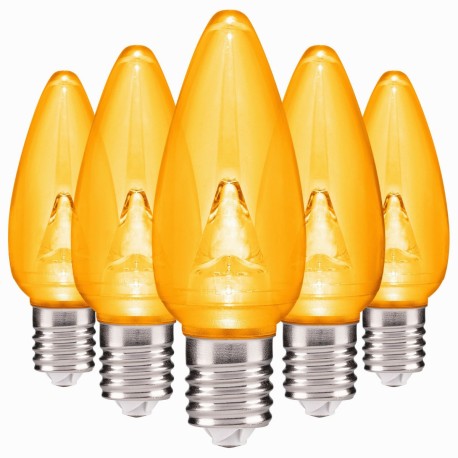 Foco Led Color Amarillo Vela E12 1W Navideño Navidad Decorativo Exterior 