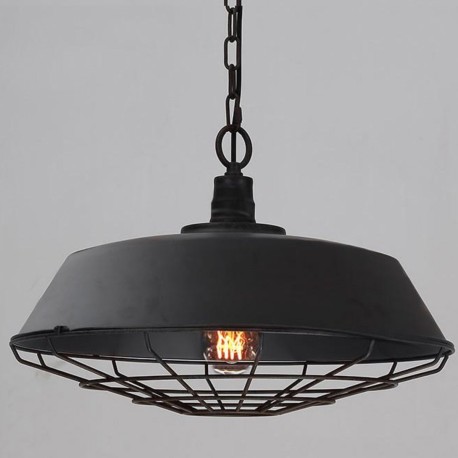 Lámpara Colgante Techo Vintage Industrial Shade Cage Negro Edison