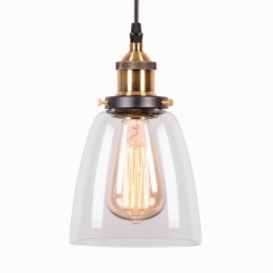 Lámpara Cristal Vidrio Transparente Campana Colgante Vintage Industrial
