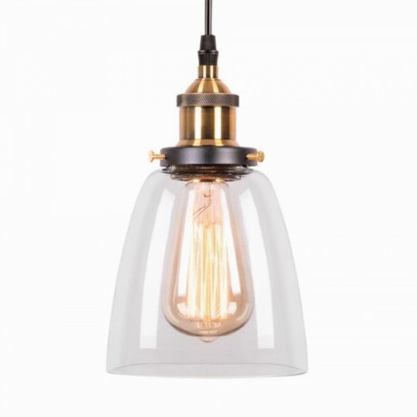 Lámpara Cristal Vidrio Transparente Campana Colgante Vintage Industrial