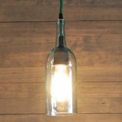Lámpara Botella De Cristal Con Socket De Silicón Negro Colgante Techo