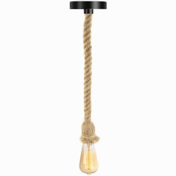 Lámpara Cuerda Soga Beige Foco Bombilla Edison Rustica Colgante Vintage