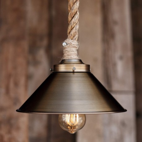 Lampara Vintage Industrial Cuerda Shade Classic Gold