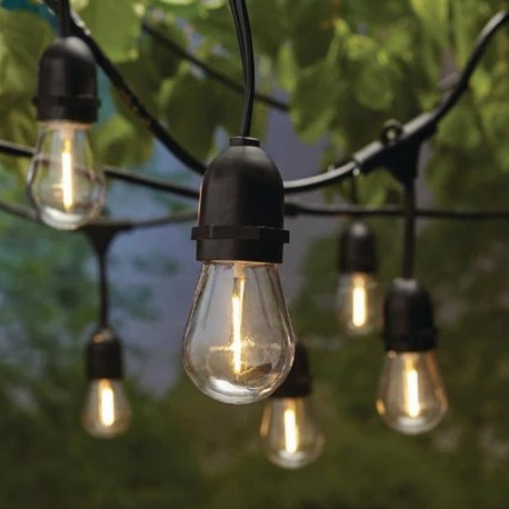 Guirnalda Luz Cálida Enchufe 10 Mts 20 Focos Inastillables S14 E27 1W