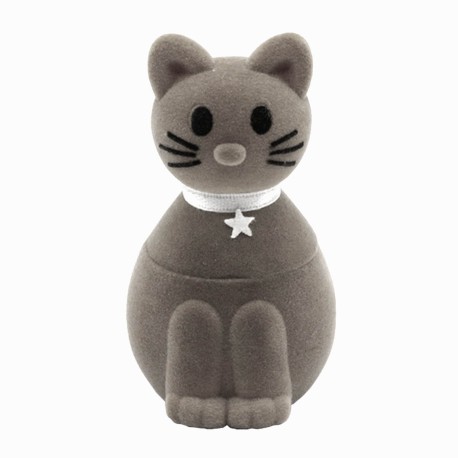 Estuche Joyería Gato Gris