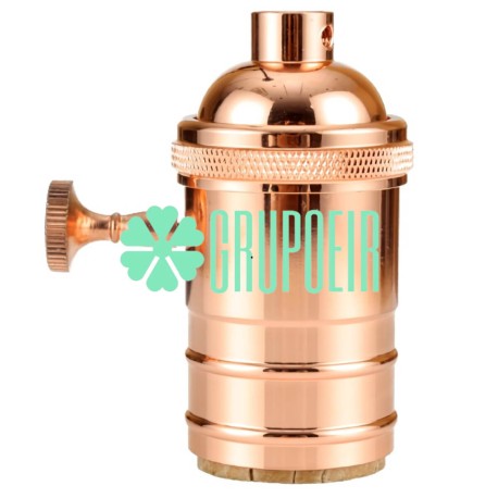 Socket Retro Perilla Oro Rosa Portalamparas E26 E27 Decorativo Vintage