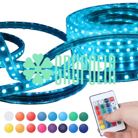 Manguera Led 5050 Rgb Multicolor 25 Metros Smd Control Exterior Plana