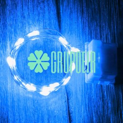 Luces De Hadas Pilas Boton Reloj Azul Micro Led Alambre Tira 2 Metros