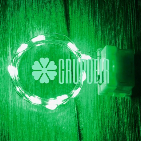 Luces De Hadas Pilas Boton Reloj Verde Micro Led Alambre Tira 2 Metros
