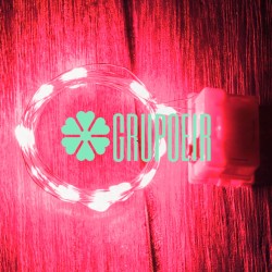 Luces De Hadas Pilas Boton Reloj Rojo Micro Led Alambre Tira 2 Metros