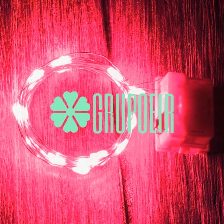 Luces De Hadas Pilas Boton Reloj Rojo Micro Led Alambre Tira 2 Metros