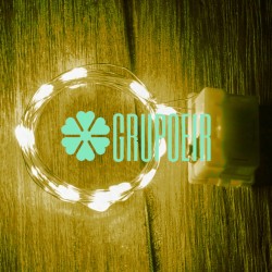 Luces De Hadas Pilas Boton Reloj Calido Micro Led Alambre Tira 2 Metros