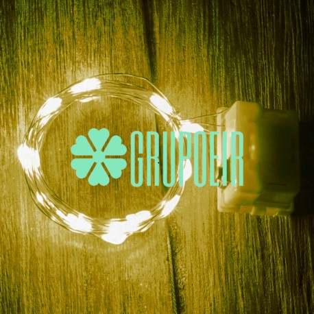 Luces De Hadas Pilas Boton Reloj Calido Micro Led Alambre Tira 2 Metros
