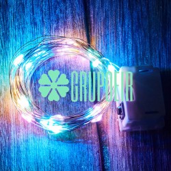 Luces De Hadas Pilas Boton Reloj Multicolor Micro Led Alambre Tira 2 Metros
