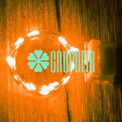 Luces De Hadas Pilas Boton Reloj Ambar Micro Led Alambre Tira 2 Metros