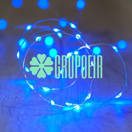 Luces De Hadas Pilas Baterias AA Azul 3 Metros Serie Micro Led Alambre