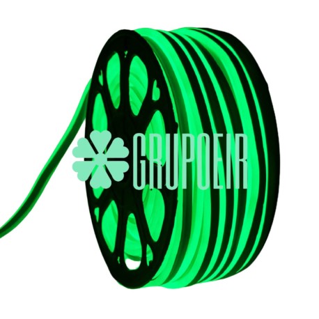 Manguera Neon Verde Rollo 100 Metros Doble Vista Luz Recortable Enchufe