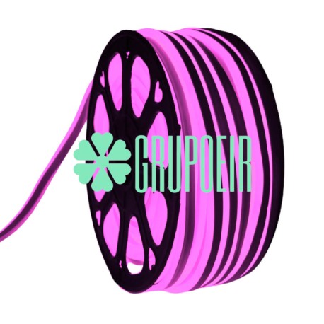 Manguera Neon Rosa Rollo 100 Metros Doble Vista Luz Recortable Enchufe