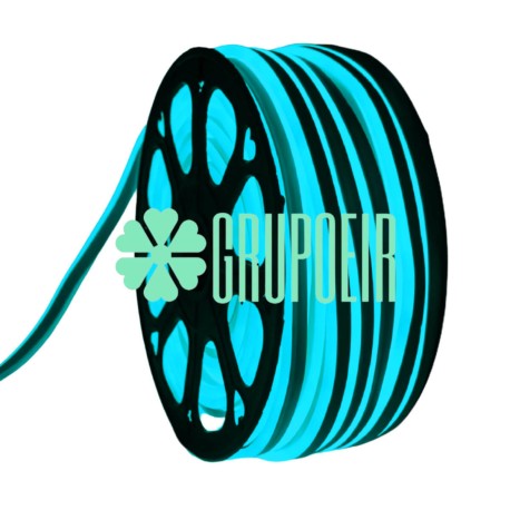 Manguera Neon Azul Rollo 100 Metros Doble Vista Luz Recortable Enchufe